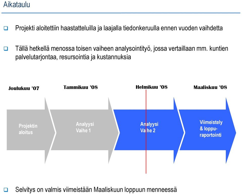 kuntien palvelutarjontaa, resursointia ja kustannuksia Joulukuu 07 Tammikuu 08 Helmikuu 08 Maaliskuu 08