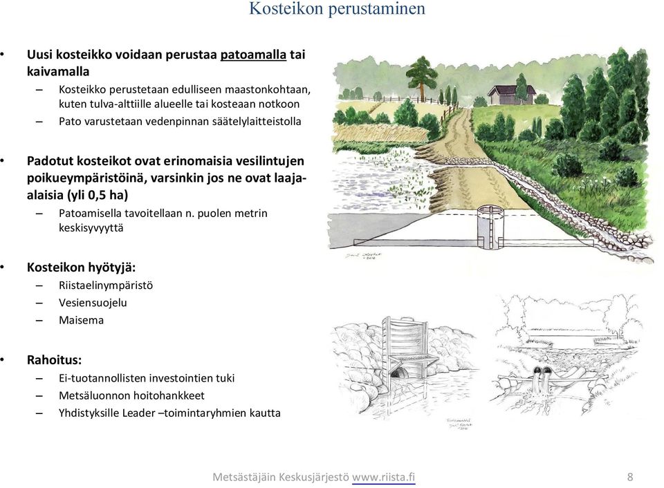 varsinkin jos ne ovat laajaalaisia (yli 0,5 ha) Patoamisella tavoitellaan n.