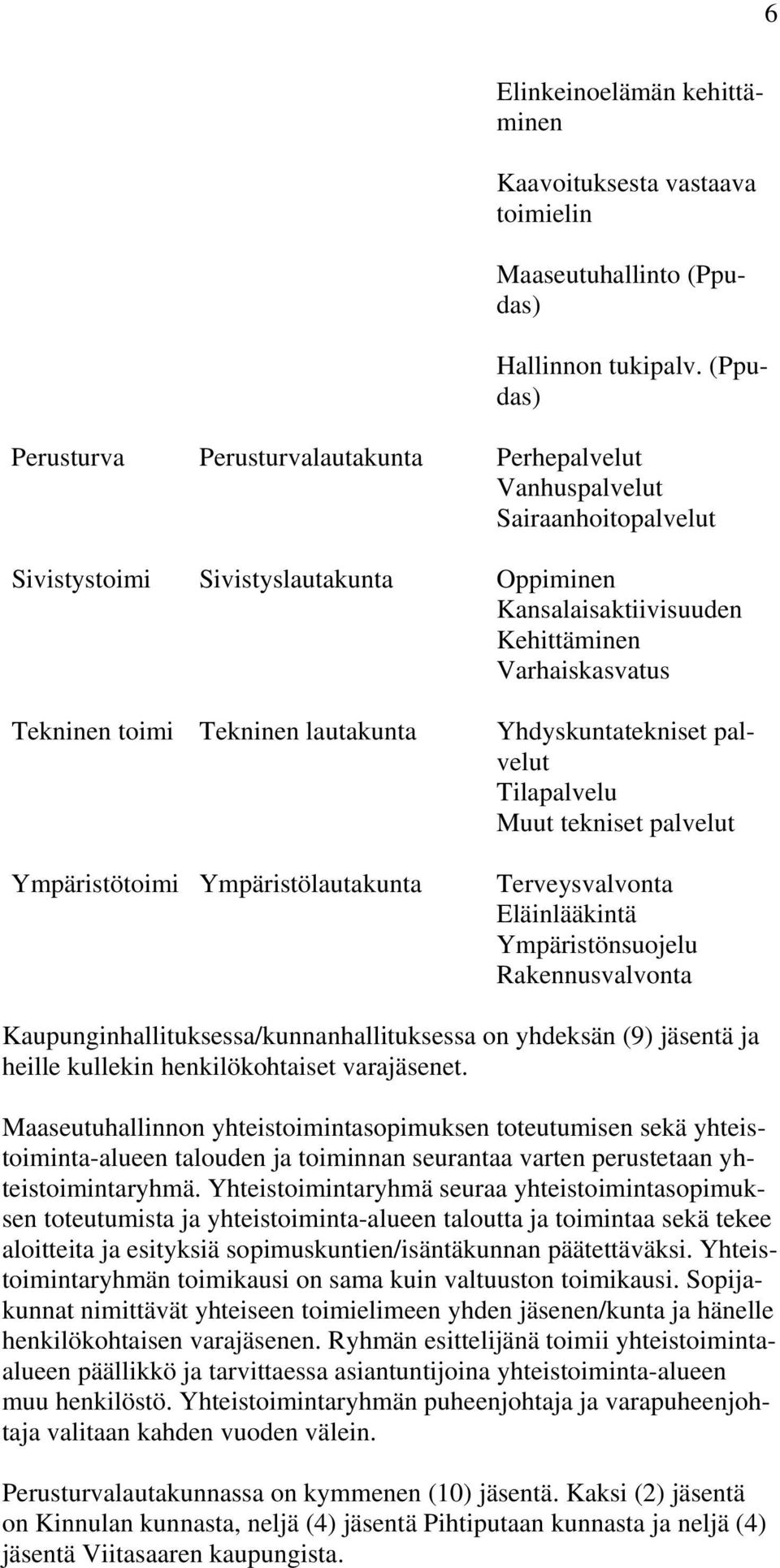 toimi Tekninen lautakunta Ympäristötoimi Ympäristölautakunta Yhdyskuntatekniset palvelut Tilapalvelu Muut tekniset palvelut Terveysvalvonta Eläinlääkintä Ympäristönsuojelu Rakennusvalvonta