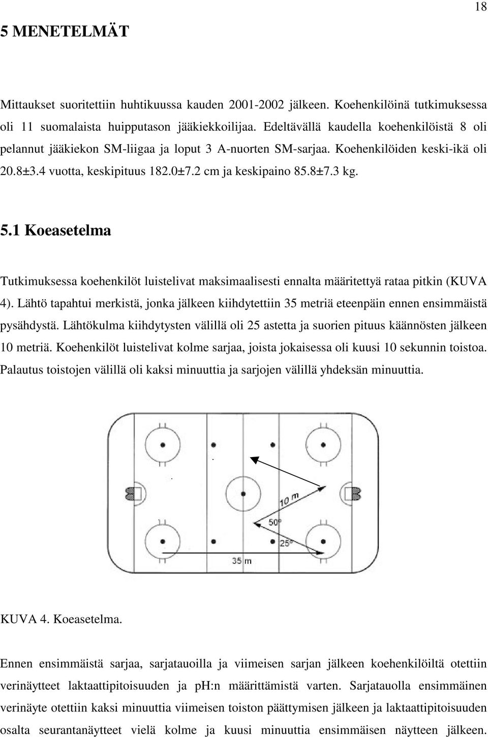 5.1 Koeasetelma Tutkimuksessa koehenkilöt luistelivat maksimaalisesti ennalta määritettyä rataa pitkin (KUVA 4).