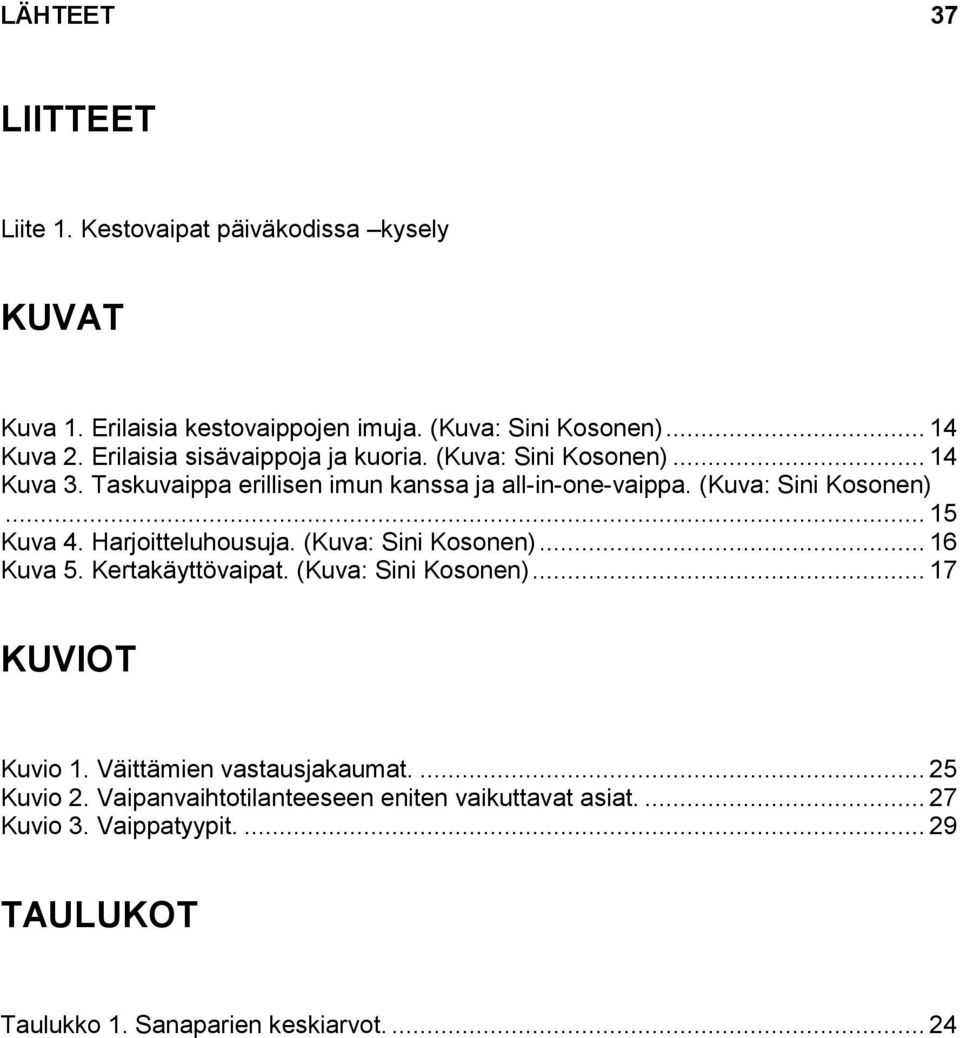 Harjoitteluhousuja. (Kuva: Sini Kosonen)... 16 Kuva 5. Kertakäyttövaipat. (Kuva: Sini Kosonen)... 17 KUVIOT Kuvio 1. Väittämien vastausjakaumat.