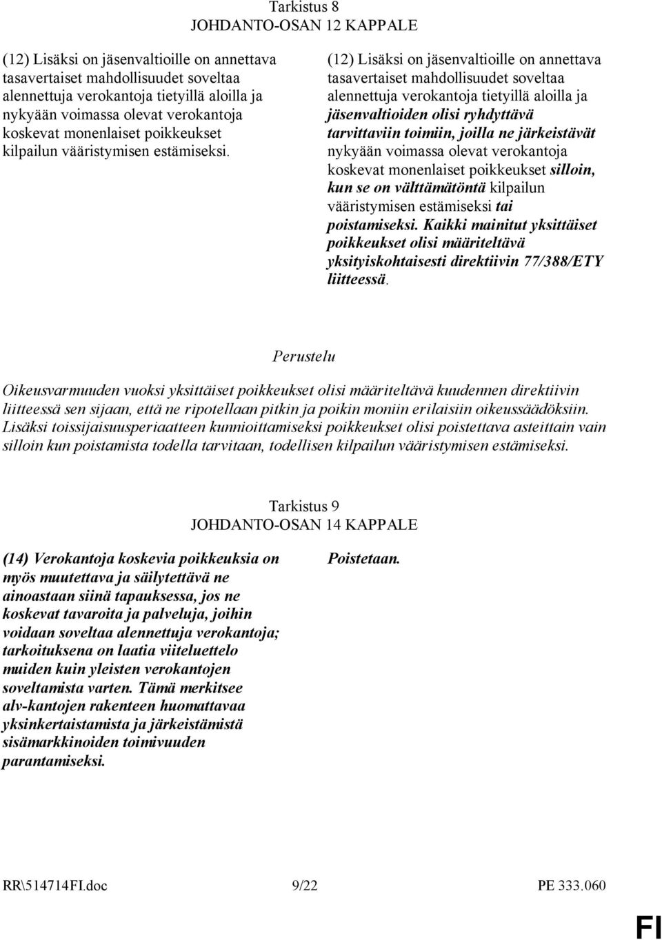 (12) Lisäksi on jäsenvaltioille on annettava tasavertaiset mahdollisuudet soveltaa alennettuja verokantoja tietyillä aloilla ja jäsenvaltioiden olisi ryhdyttävä tarvittaviin toimiin, joilla ne