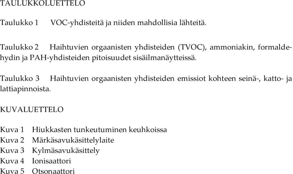 sisäilmanäytteissä.