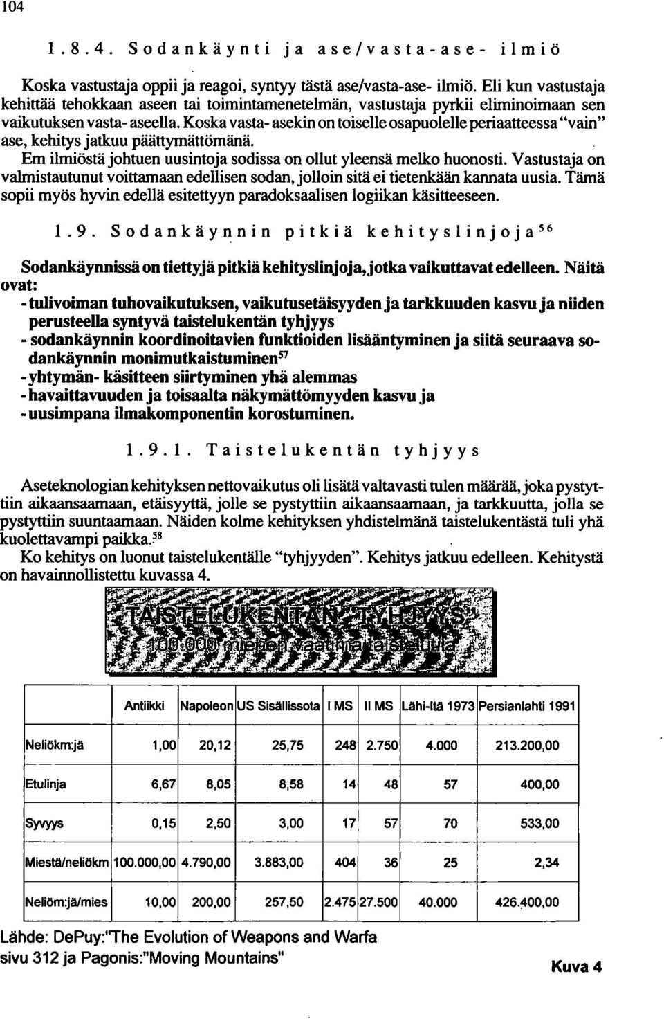 Koska vasta- asekin on toiselle osapuolelle periaatteessa "vain" ase, kehitys jatkuu päättymättömänä. Em ilmiöstä johtuen uusintoja sodissa on ollut yleensä melko huonosti.