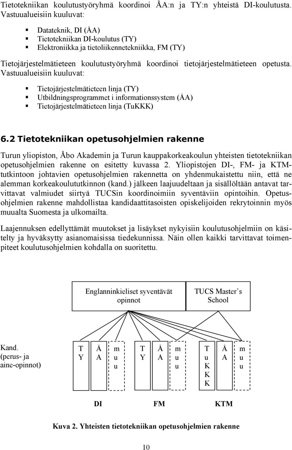tietojärjestelmätieteen opetusta. Vastuualueisiin kuuluvat: Tietojärjestelmätieteen linja (TY) Utbildningsprogrammet i informationssystem (ÅA) Tietojärjestelmätieteen linja (TuKKK) 6.