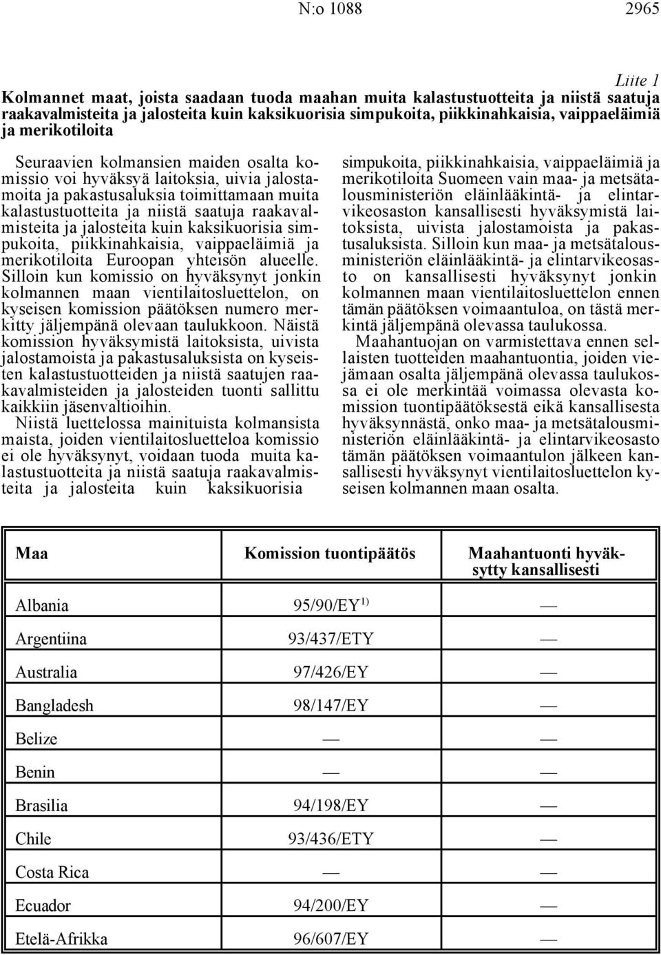 metsätamoita ja pakastusaluksia toimittamaan muita lousministeriön eläinlääkintä- ja elintarkalastustuotteita ja niistä saatuja raakaval- vikeosaston hyväksymistä laimisteita ja jalosteita kuin