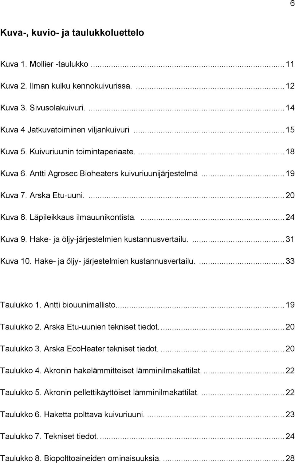 Hake- ja öljy-järjestelmien kustannusvertailu.... 31 Kuva 10. Hake- ja öljy- järjestelmien kustannusvertailu.... 33 Taulukko 1. Antti biouunimallisto.... 19 Taulukko 2.