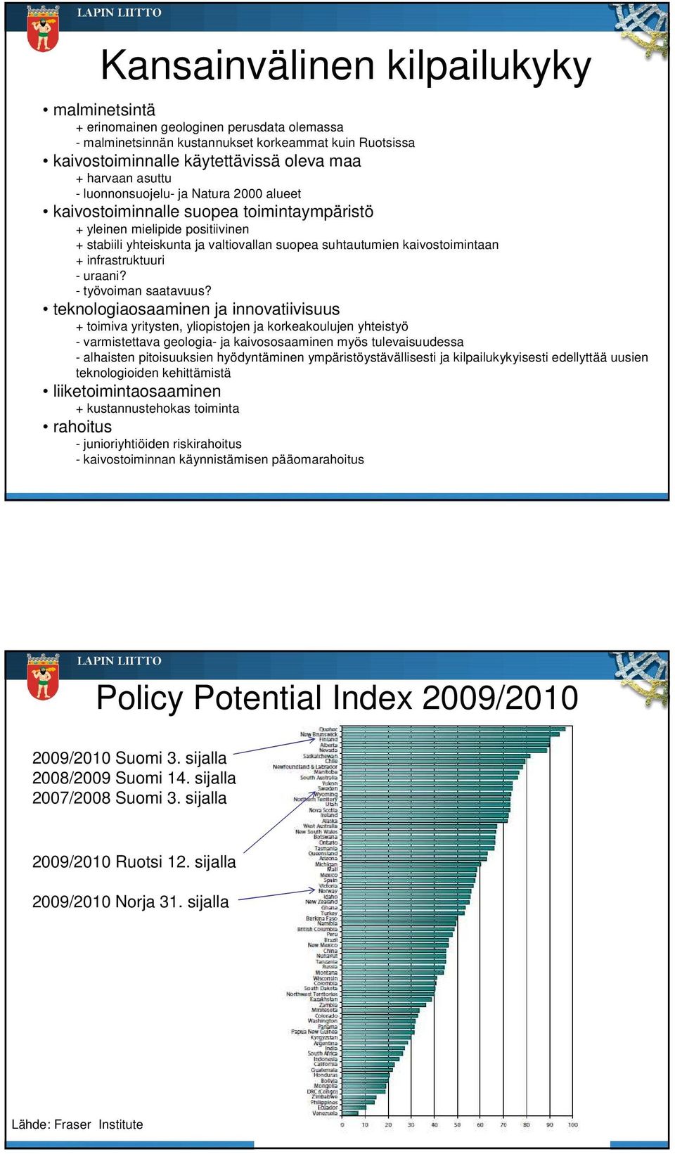 + infrastruktuuri - uraani? - työvoiman saatavuus?