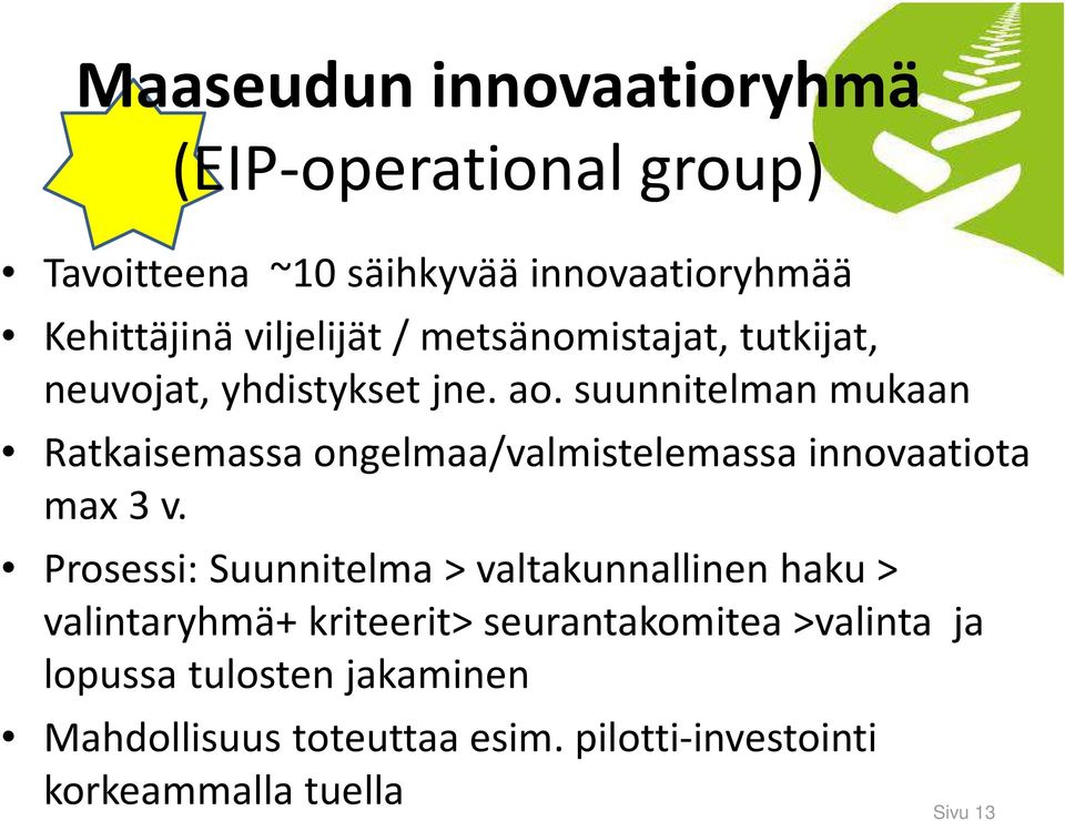 suunnitelman mukaan Ratkaisemassa ongelmaa/valmistelemassa innovaatiota max3 v.