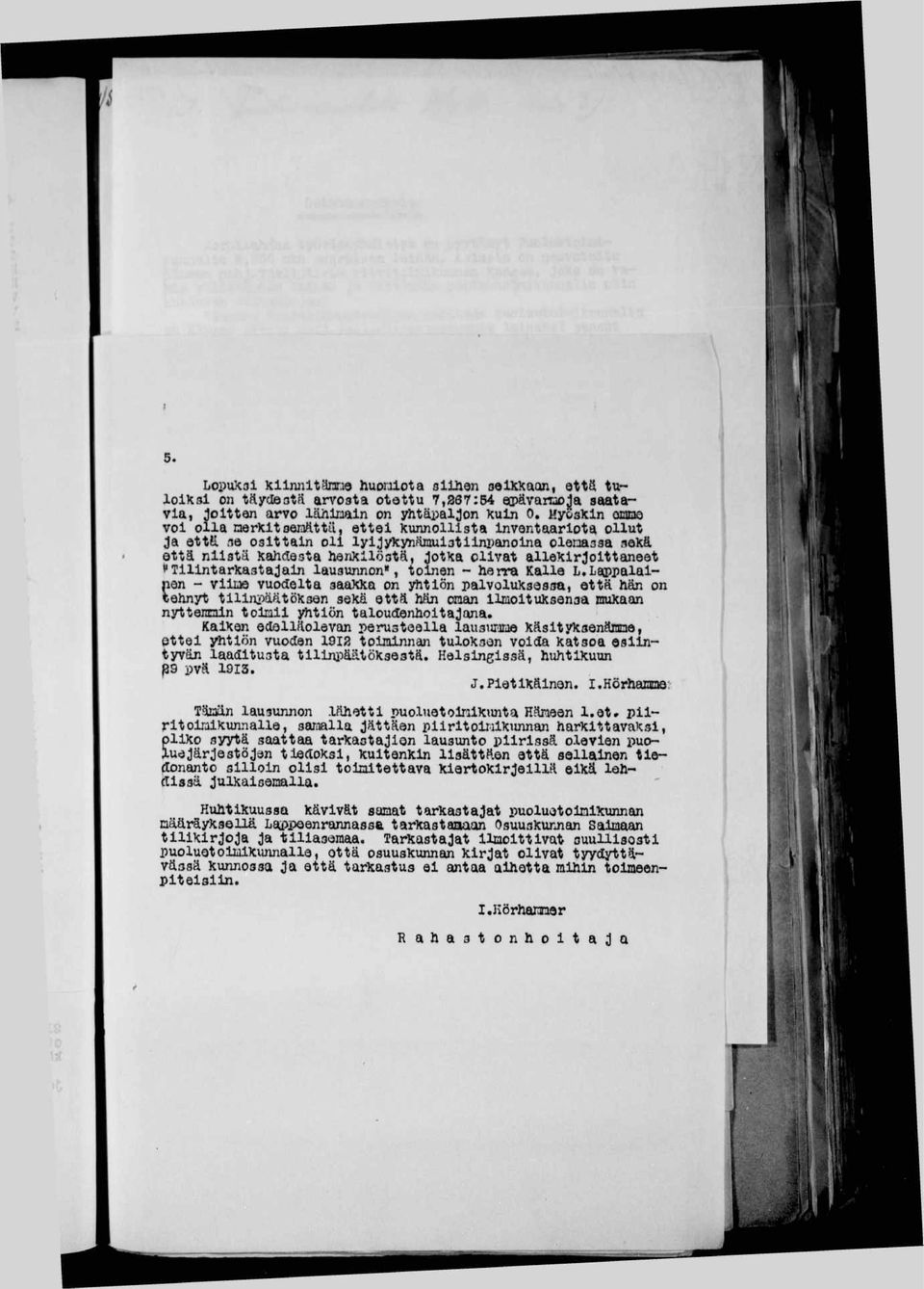 allekirjoittaneet ^TillntarXastaJain lausunnon», toinen - herra Kalle L.