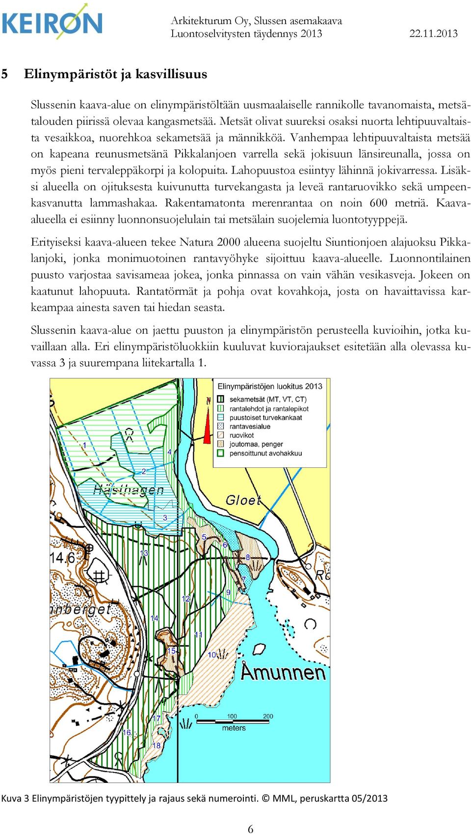 Vanhempaa lehtipuuvaltaista metsää on kapeana reunusmetsänä Pikkalanjoen varrella sekä jokisuun länsireunalla, jossa on myös pieni tervaleppäkorpi ja kolopuita.