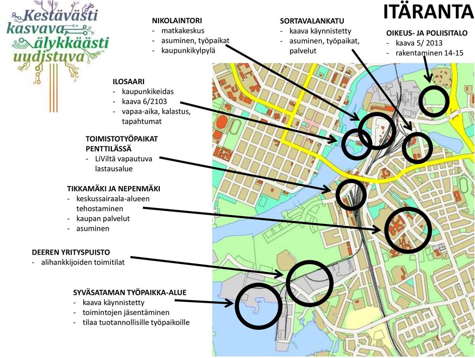 TOIMISTOTYÖPAIKAT PENTTILÄSSÄ - LiViltä vapautuva lastausalue TIKKAMÄKI JA NEPENMÄKI - keskussairaala-alueen tehostaminen - kaupan palvelut -