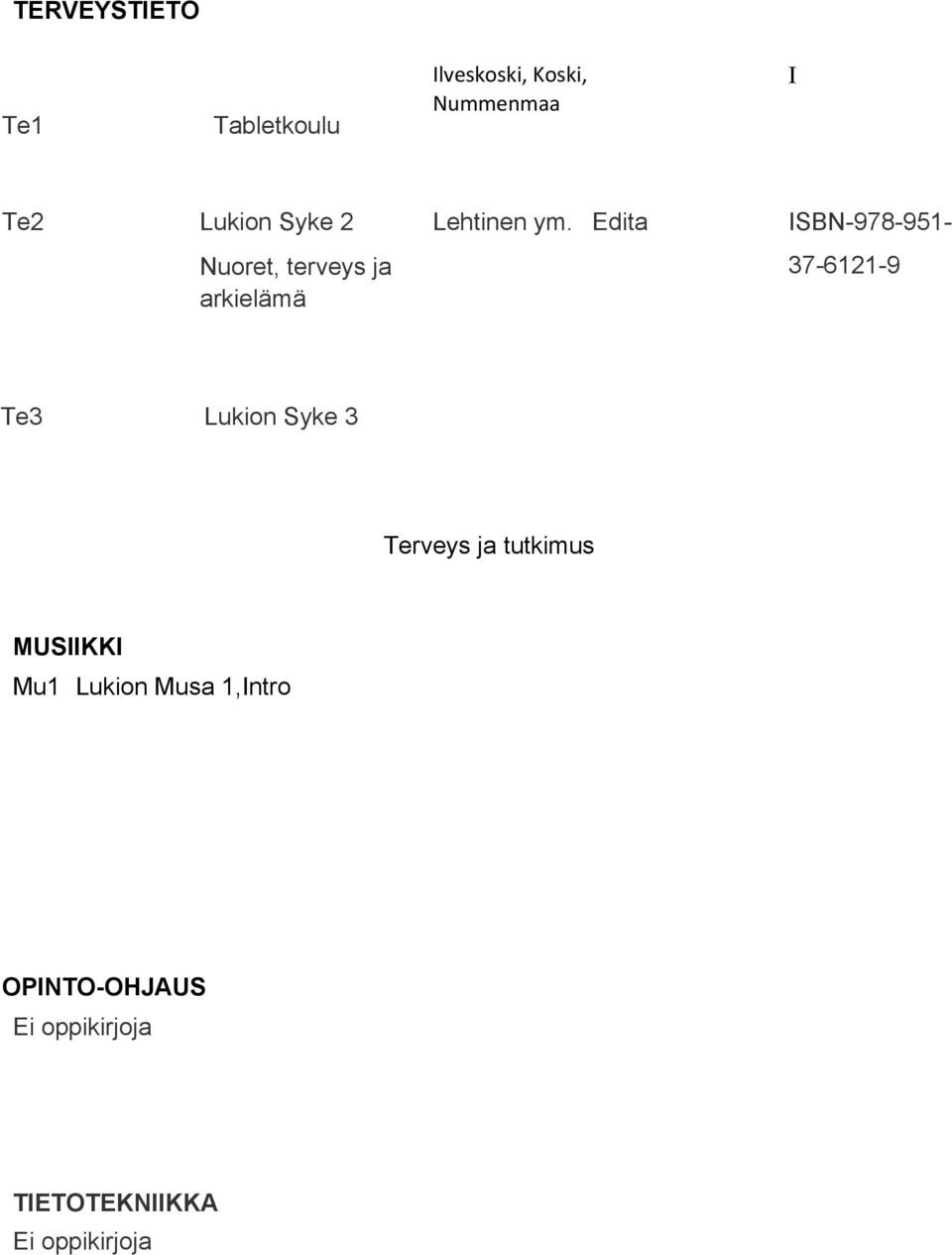 Edita ISBN 978 951 37 6121 9 Te3 Lukion Syke 3 Terveys ja tutkimus