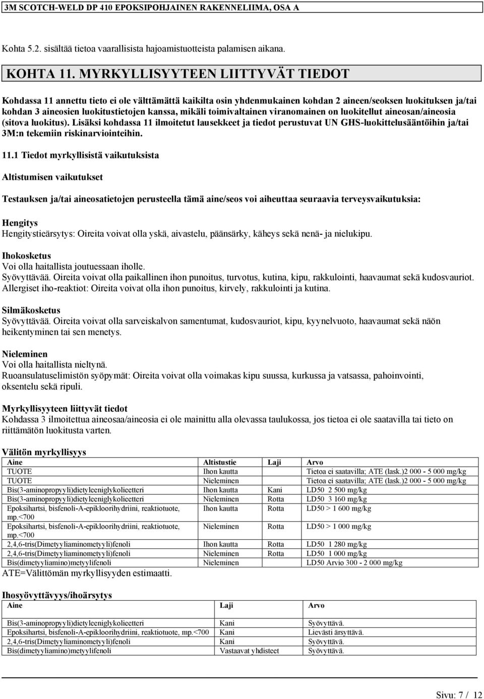 toimivaltainen viranomainen on luokitellut aineosan/aineosia (sitova luokitus).