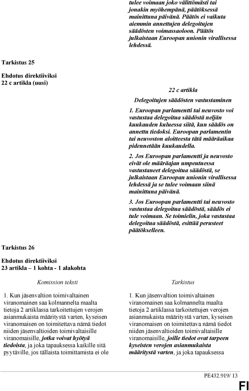 Euroopan parlamentti tai neuvosto voi vastustaa delegoitua säädöstä neljän kuukauden kuluessa siitä, kun säädös on annettu tiedoksi.