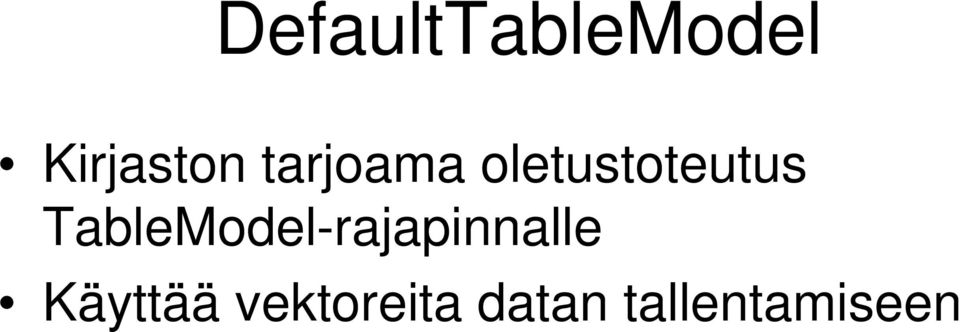 TableModel-rajapinnalle