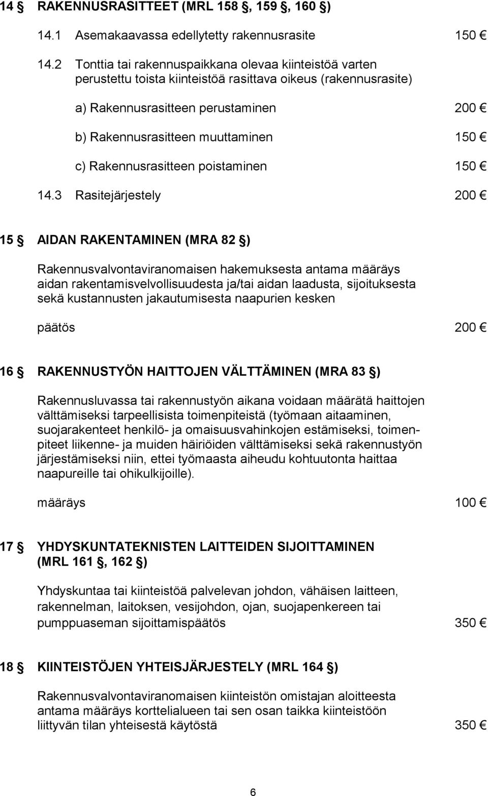 Rakennusrasitteen poistaminen 150 14.