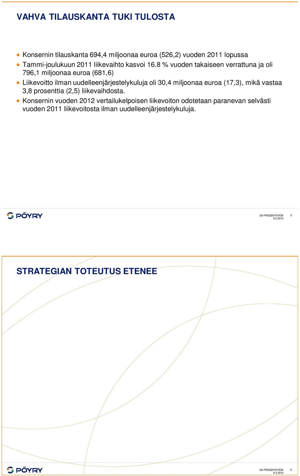 8 % vuoden takaiseen verrattuna ja oli 796,1 miljoonaa euroa (681,6) Liikevoitto ilman uudelleenjärjestelykuluja oli 3,4 miljoonaa