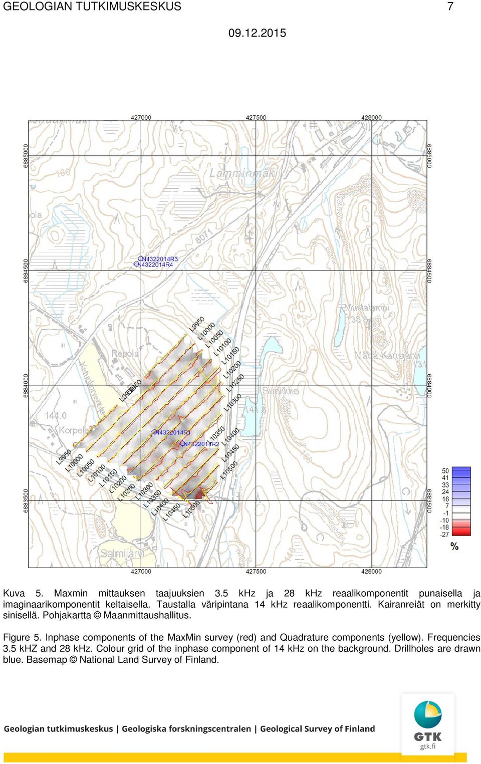 Kairanreiät on merkitty sinisellä. Pohjakartta Maanmittaushallitus. Figure 5.