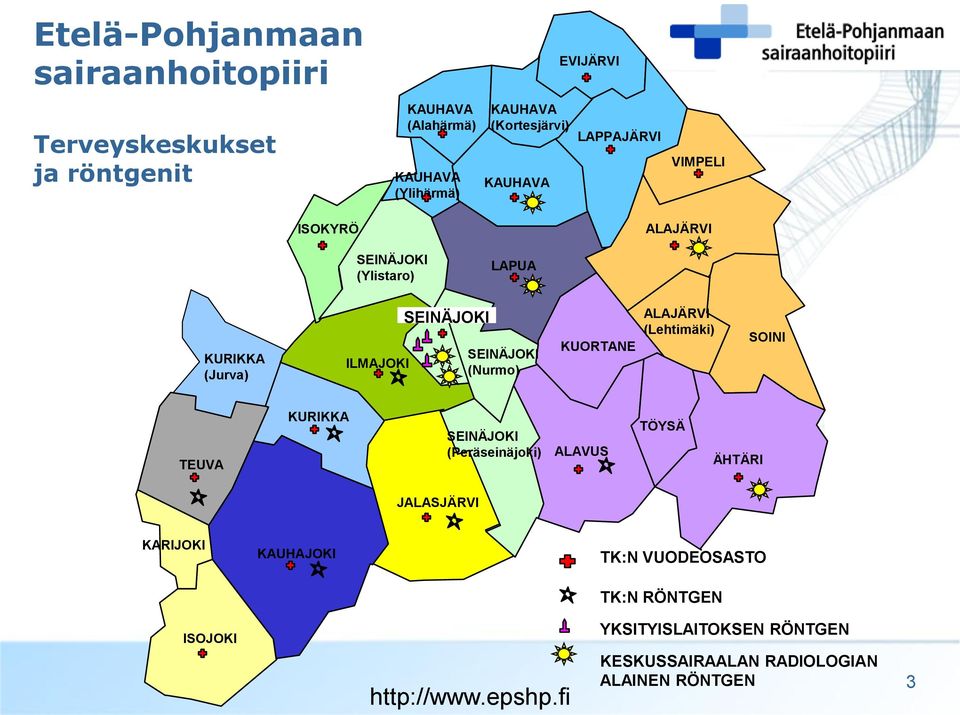 (Nurmo) KUORTANE ALAJÄRVI (Lehtimäki) SOINI TEUVA KURIKKA SEINÄJOKI (Peräseinäjoki) ALAVUS TÖYSÄ ÄHTÄRI JALASJÄRVI KARIJOKI