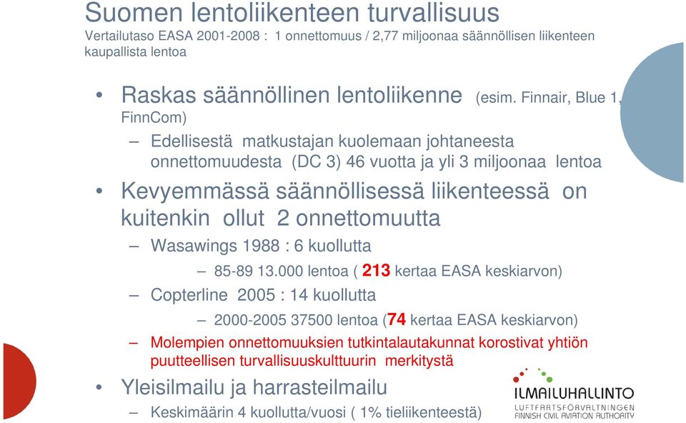 ollut 2 onnettomuutta Wasawings 1988 : 6 kuollutta 85-89 13.