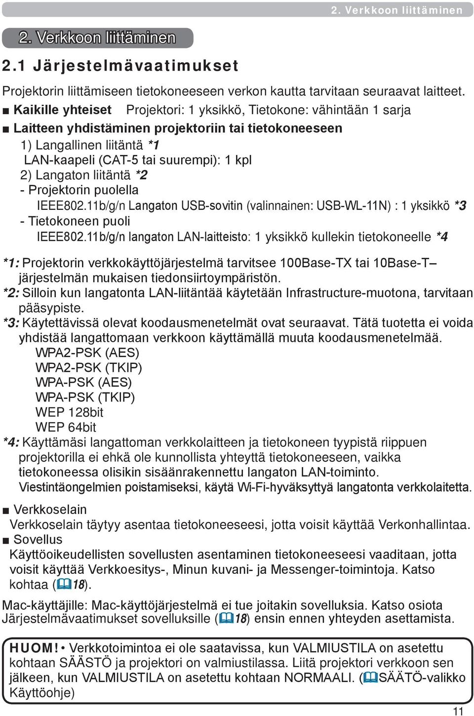 11b/g/n (valinnainen: ) : 1 yksikkö *3 1 yksikkö kullekin tietokoneelle *4 *1: *2: pääsypiste.
