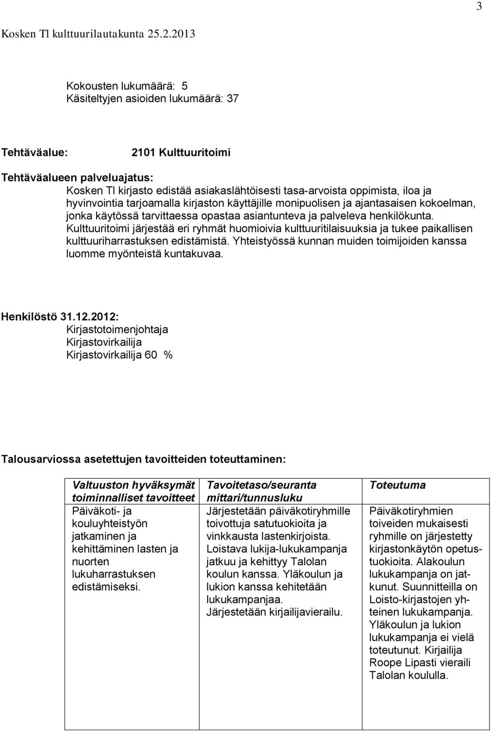Kulttuuritoimi järjestää eri ryhmät huomioivia kulttuuritilaisuuksia ja tukee paikallisen kulttuuriharrastuksen edistämistä. Yhteistyössä kunnan muiden toimijoiden kanssa luomme myönteistä kuntakuvaa.