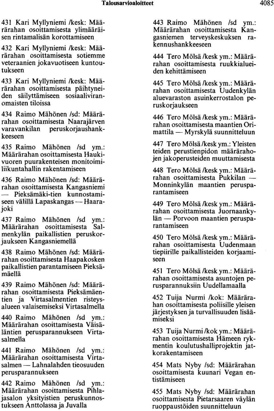 Naarajärven varavankilan peruskorjaushankkeeseen 435 Raimo Mähönen /sd ym.