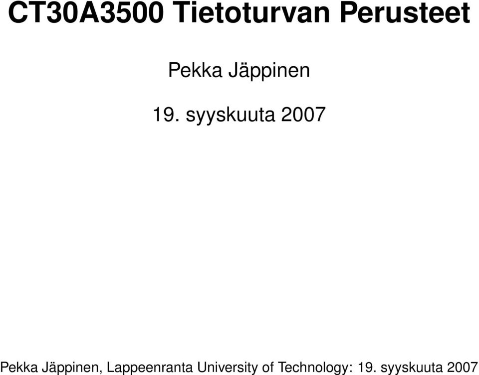 syyskuuta 2007 Pekka Jäppinen,