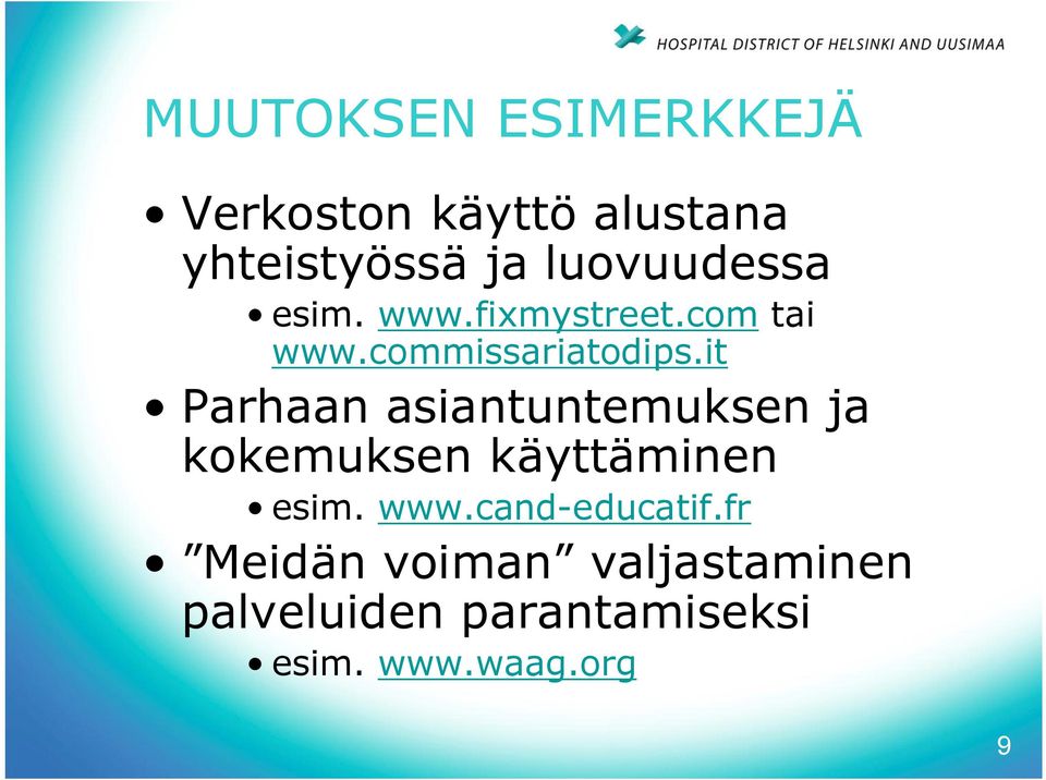 it Parhaan asiantuntemuksen ja kokemuksen käyttäminen esim. www.