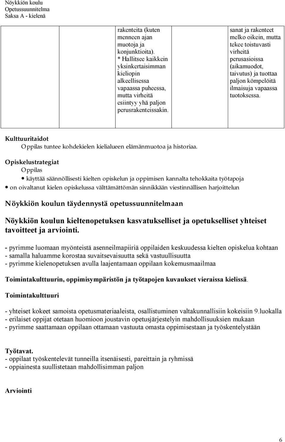 Oppilas tuntee kohdekielen kielialueen elämänmuotoa ja historiaa.