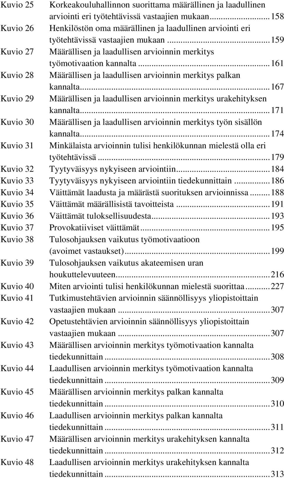 .. 161 Kuvio 28 Määrällisen ja laadullisen arvioinnin merkitys palkan kannalta... 167 Kuvio 29 Määrällisen ja laadullisen arvioinnin merkitys urakehityksen kannalta.