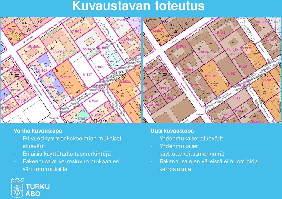 mukaan eri väritummuuksilla Uusi kuvaustapa - Yhdenmukaiset aluevärit -