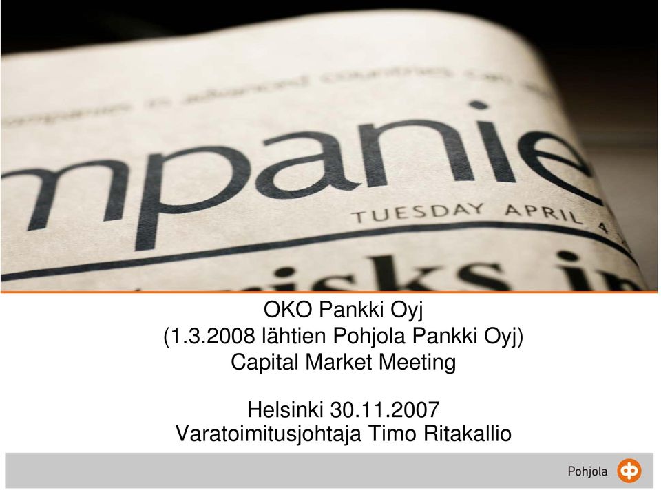 Capital Market Meeting Helsinki