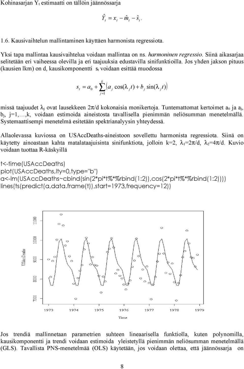 Jos yhde akso piuus (kausie lkm) o d, kausikompoei s voidaa esiää muodossa s a k ( a cos( λ ) b si( λ ) ) missä aauude λ ova lausekkee π/d kokoaisia moikeroa.