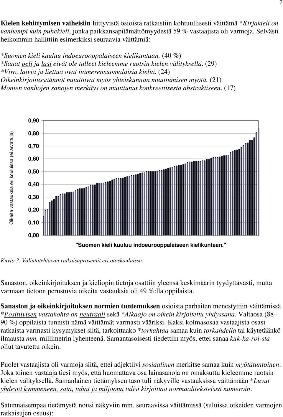 (40 %) *Sanat peli ja lasi eivät ole tulleet kieleemme ruotsin kielen välityksellä. (29) *Viro, latvia ja liettua ovat itämerensuomalaisia kieliä.