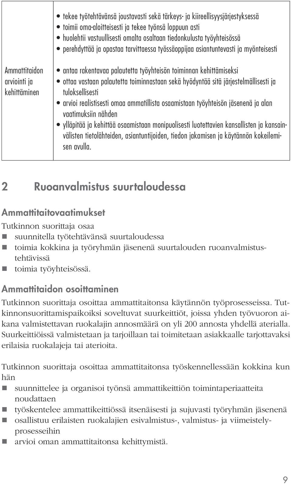 vastaan palautetta toiminnastaan sekä hyödyntää sitä järjestelmällisesti ja tuloksellisesti arvioi realistisesti omaa ammatillista osaamistaan työyhteisön jäsenenä ja alan vaatimuksiin nähden