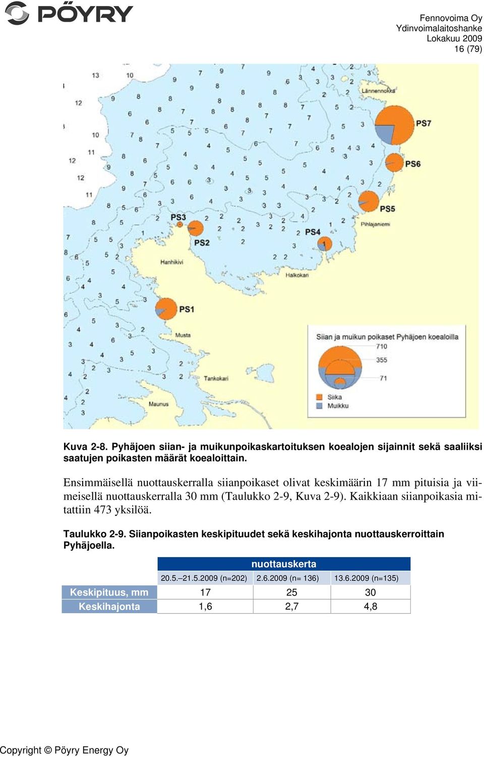 Kuva 2-9). Kaikkiaan siianpoikasia mitattiin 473 yksilöä. Taulukko 2-9.