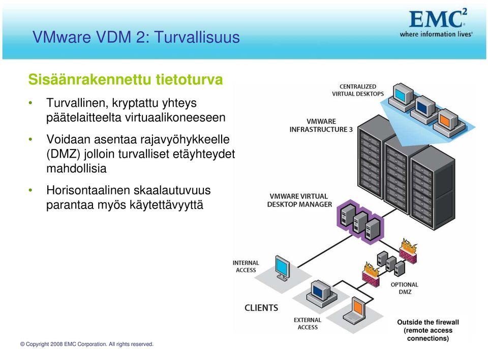 (DMZ) jolloin turvalliset etäyhteydet mahdollisia Horisontaalinen