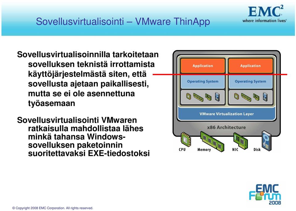 mutta se ei ole asennettuna työasemaan Sovellusvirtualisointi VMwaren ratkaisulla