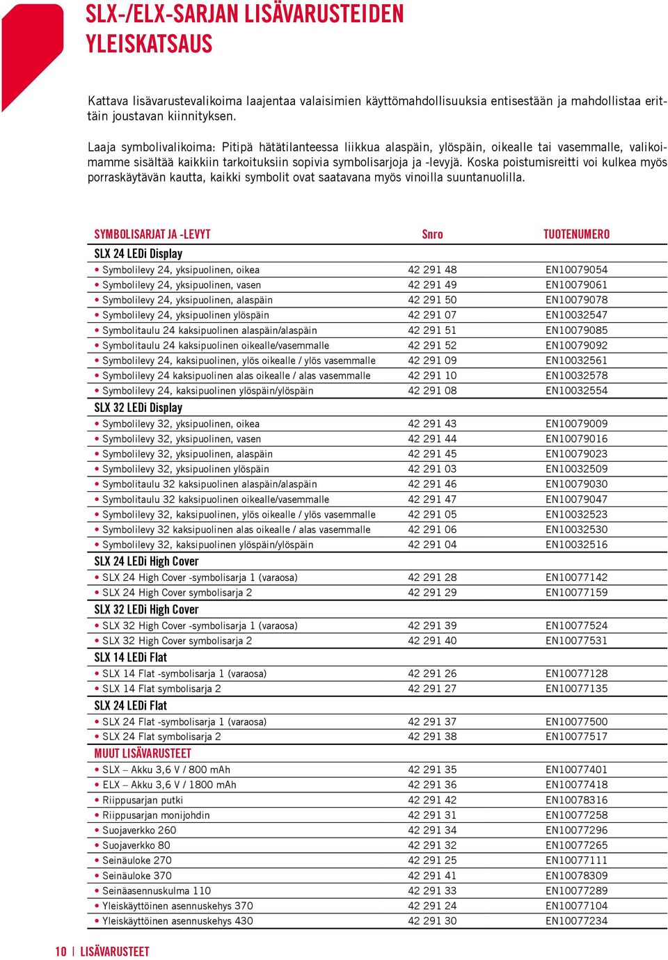 Koska poistumisreitti voi kulkea myös porraskäytävän kautta, kaikki symbolit ovat saatavana myös vinoilla suuntanuolilla.