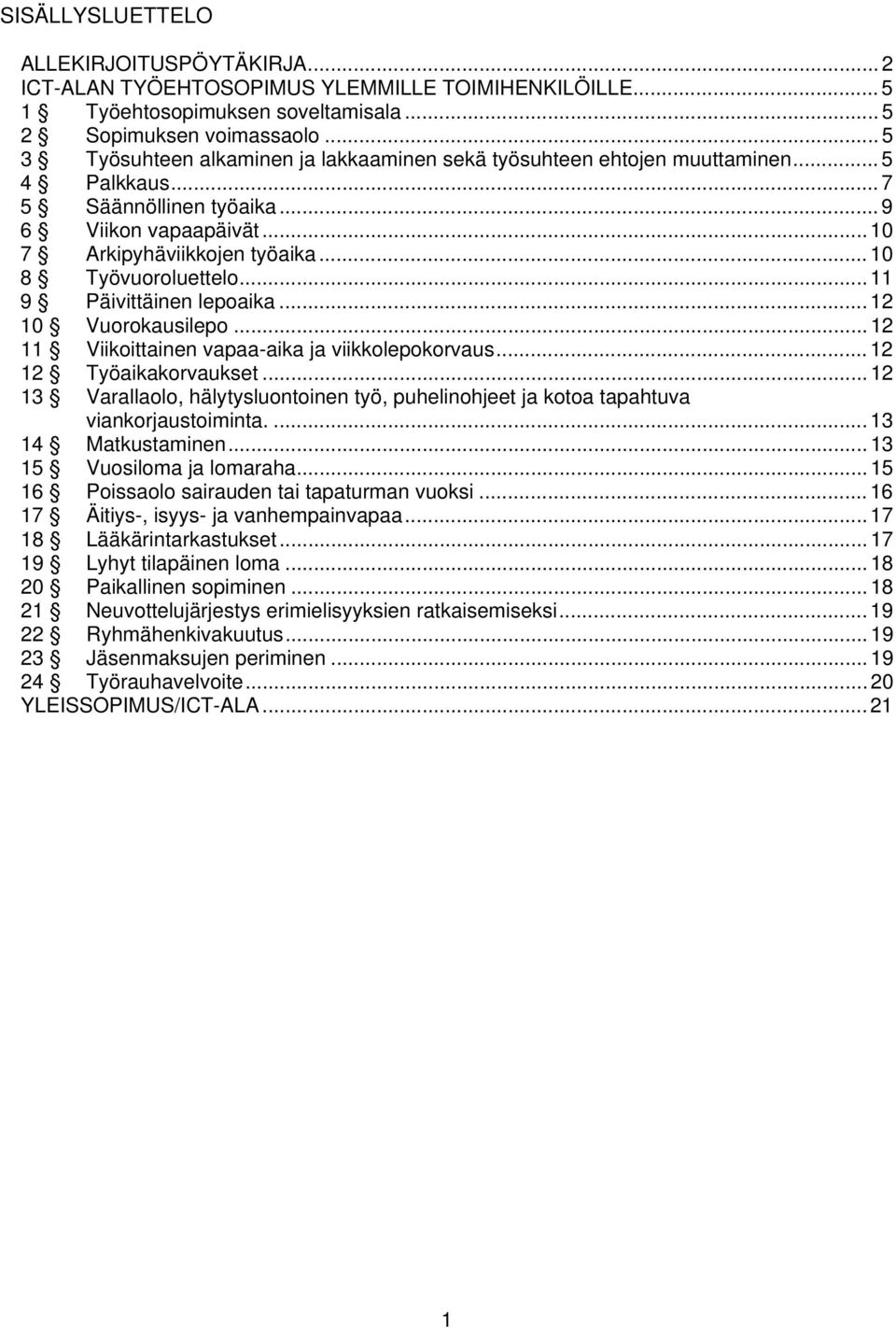 .. 10 8 Työvuoroluettelo... 11 9 Päivittäinen lepoaika... 12 10 Vuorokausilepo... 12 11 Viikoittainen vapaa-aika ja viikkolepokorvaus... 12 12 Työaikakorvaukset.