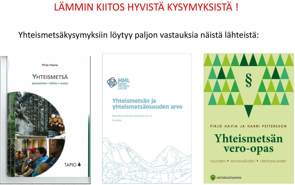 Yhteismetsäkysymyksiin