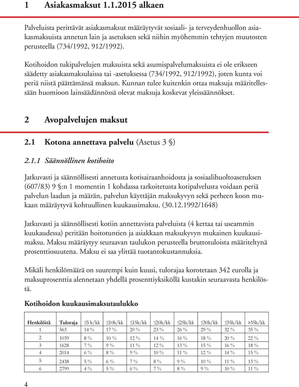Kotihoidon tukipalvelujen maksuista sekä asumispalvelumaksuista ei ole erikseen säädetty asiakasmaksulaissa tai -asetuksessa (734/1992, 912/1992), joten kunta voi periä niistä päättämänsä maksun.