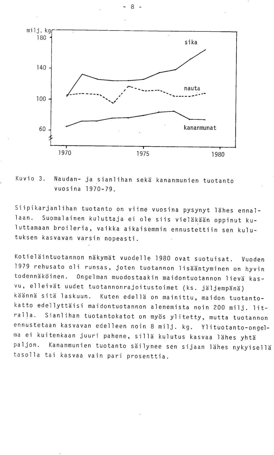 Kotieläintuotannon näkymät vuodelle 1980 ovat suotuisat. Vuoden 1979 rehusato oli runsas, joten tuotannon lisääntyminen on hyvin todennäköinen.