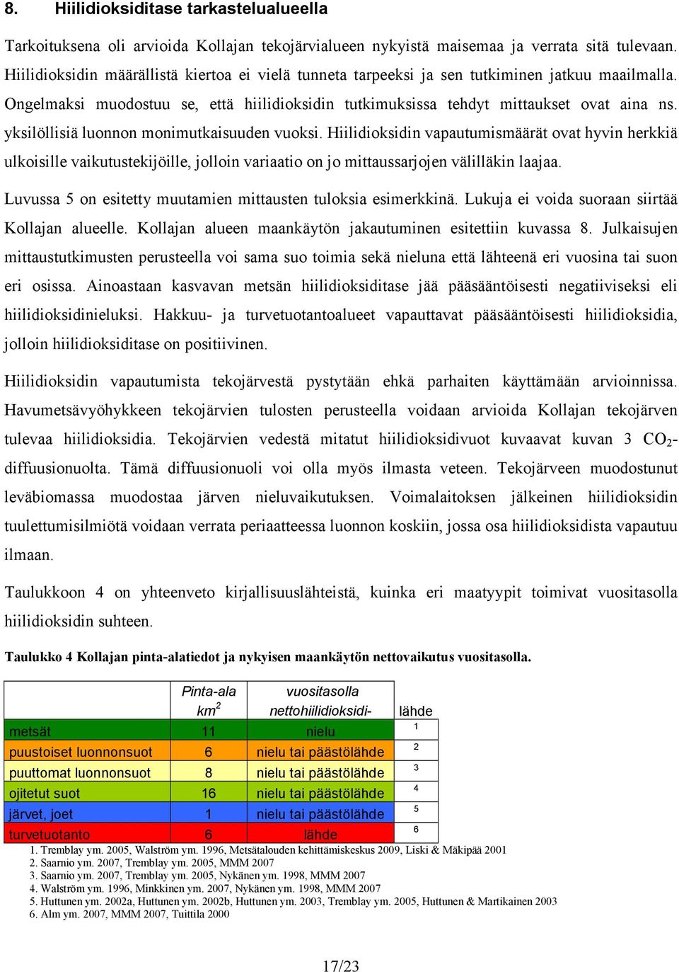 yksilöllisiä luonnon monimutkaisuuden vuoksi. Hiilidioksidin vapautumismäärät ovat hyvin herkkiä ulkoisille vaikutustekijöille, jolloin variaatio on jo mittaussarjojen välilläkin laajaa.