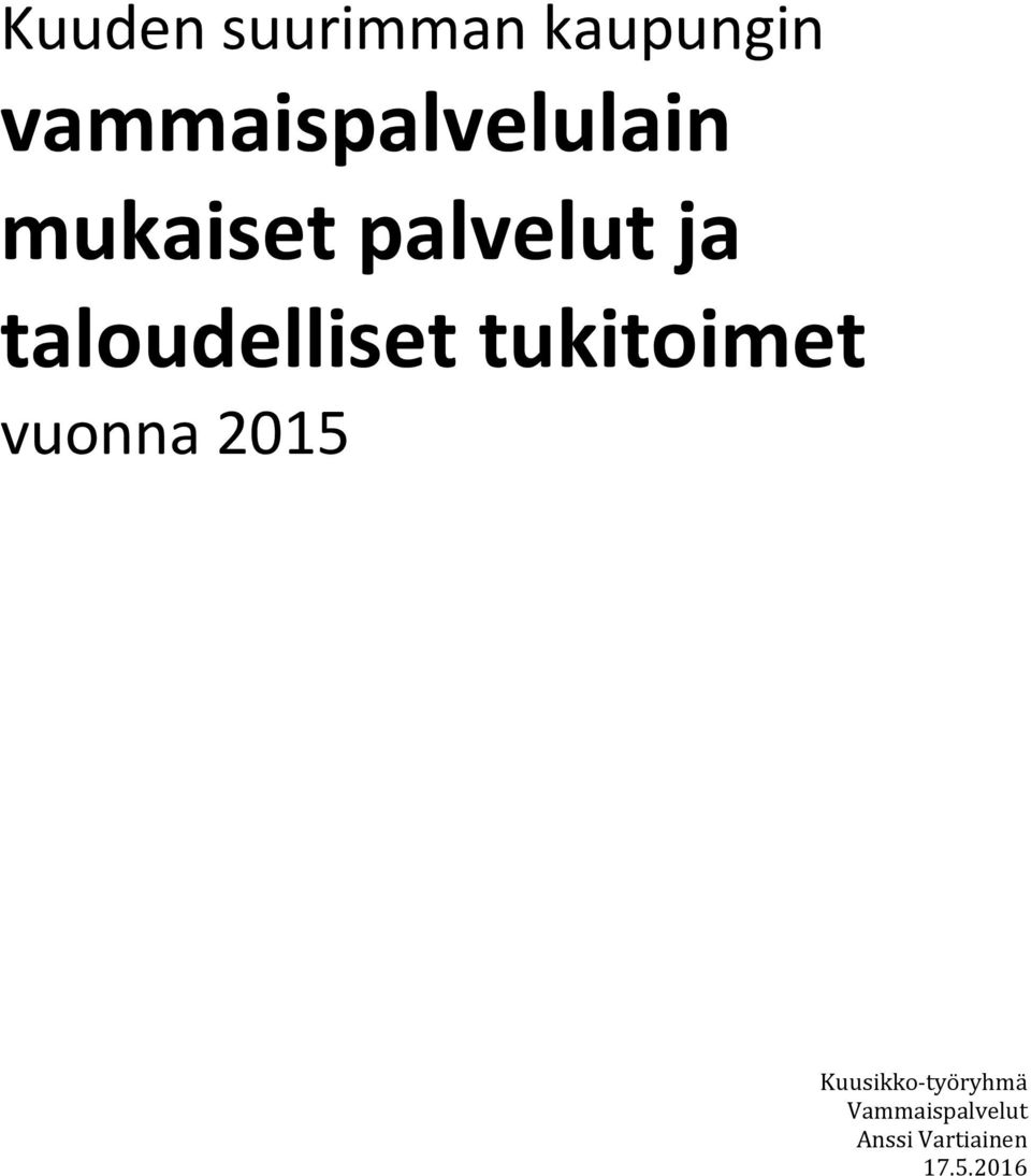 taloudelliset tukitoimet vuonna 2015