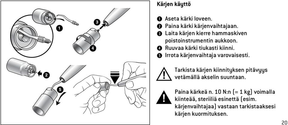 Irrota kärjenvaihtaja varovaisesti.
