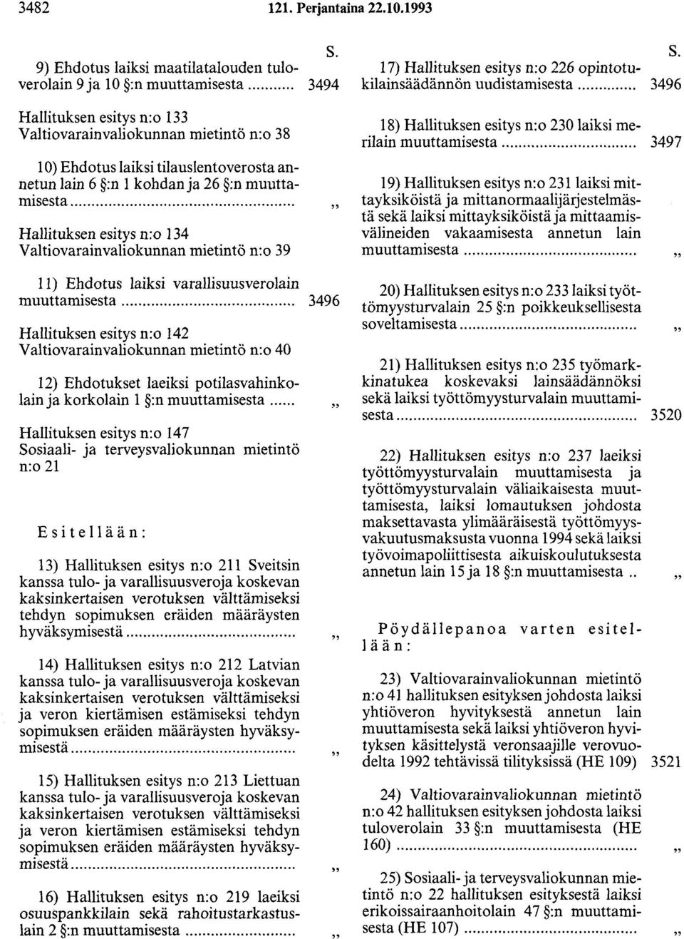 ... Hallituksen esitys n:o 134 Valtiovarainvaliokunnan mietintö n:o 39 11) Ehdotus laiksi varallisuusverolain muuttamisesta.