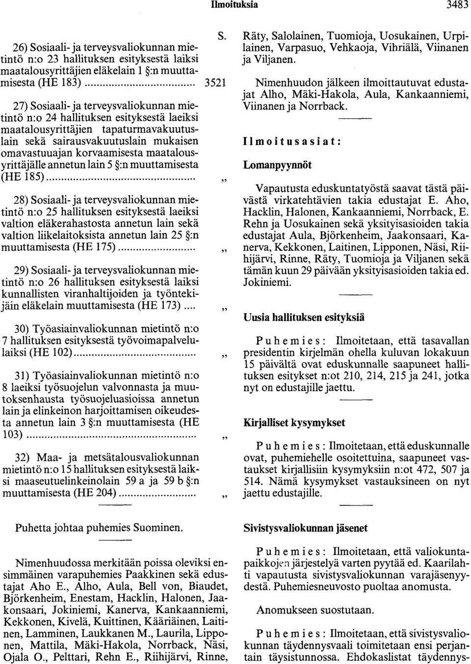 maatalousyrittäjälle annetun lain 5 :n muuttamisesta (HE 185).